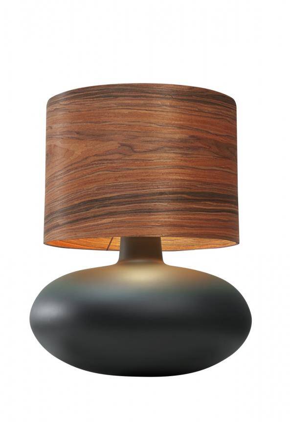 Kaspa :: Lampa stołowa Sawa Wood grafitowo-orzechowa wys. 44 cm