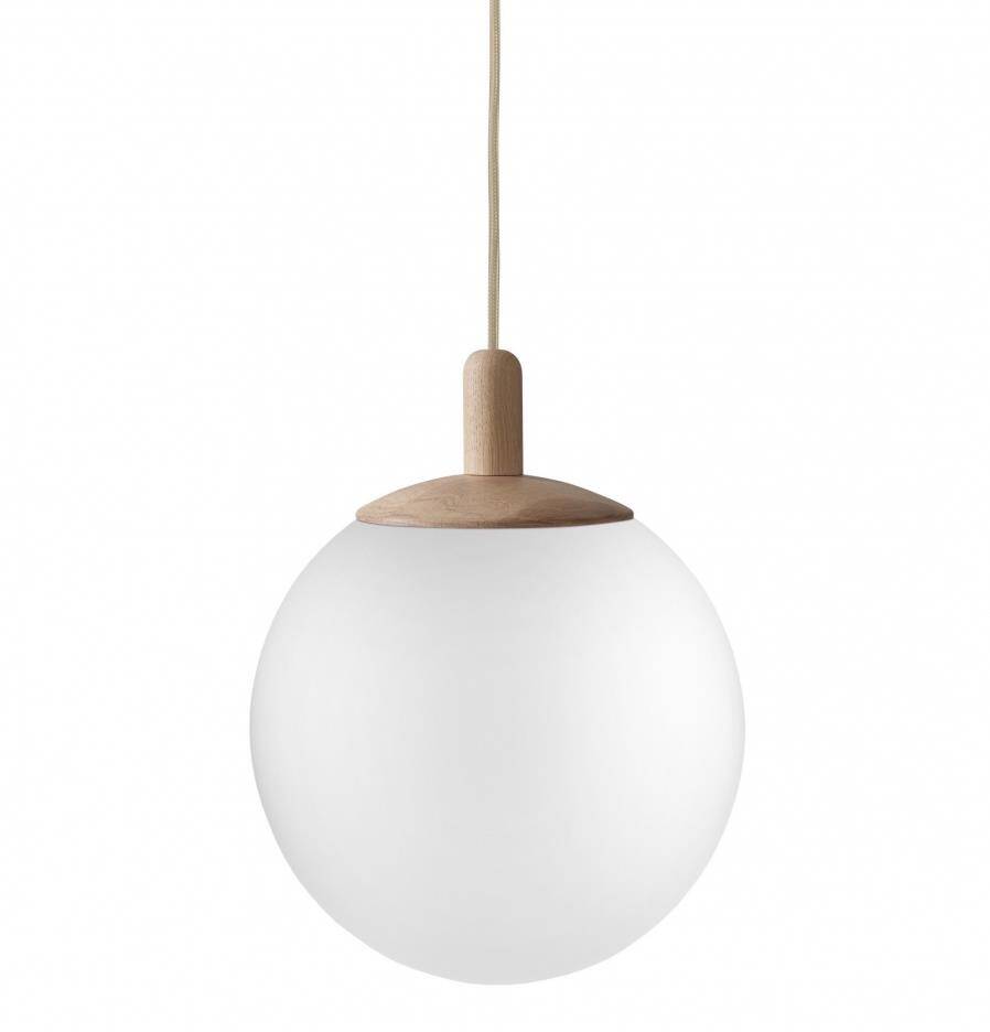 Kaspa :: Lampa wisząca Alur Wood biało-dębowa śr. 30 cm rozm. M