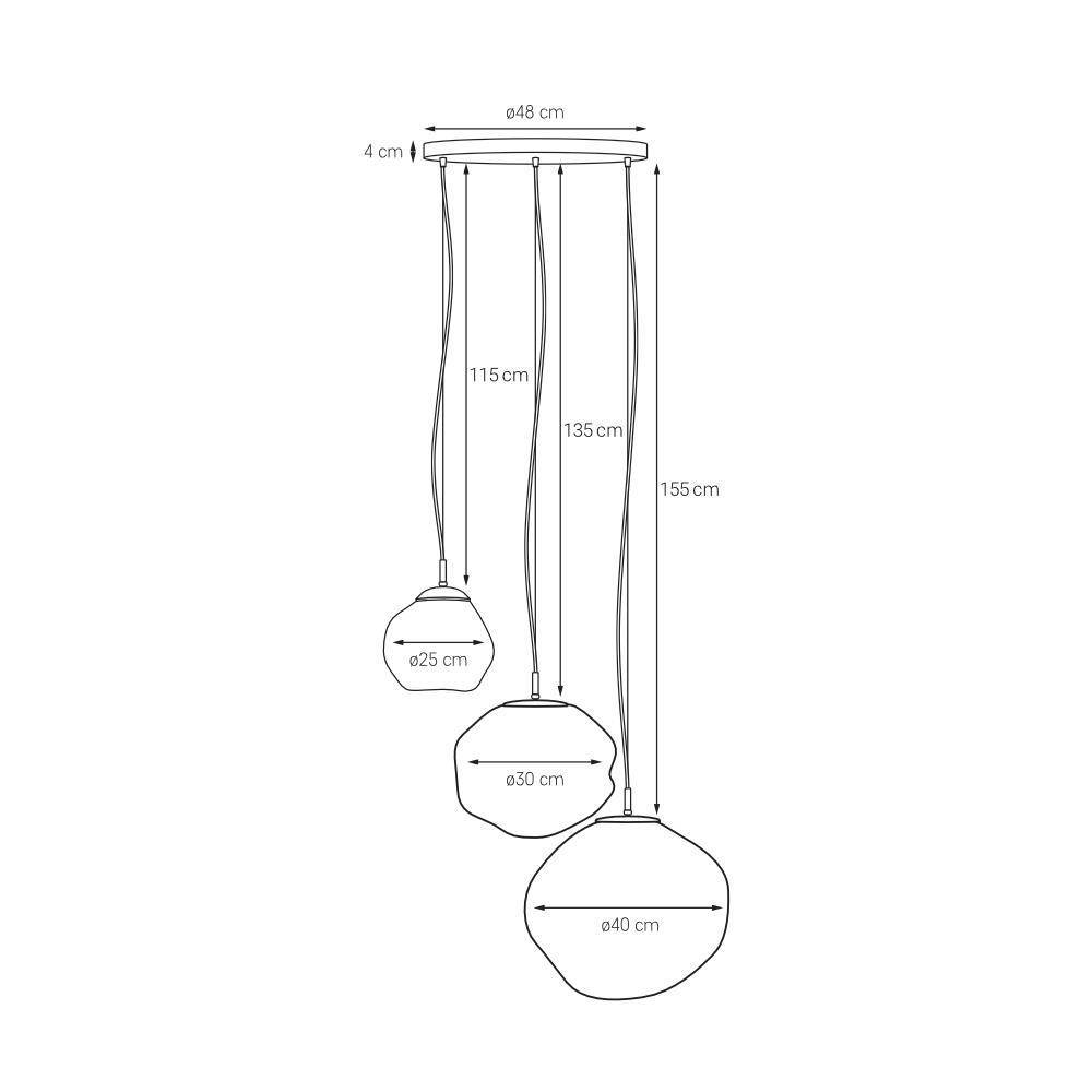 Kaspa :: Lampa wisząca Cloe złota 3 klosze wys. 155 cm