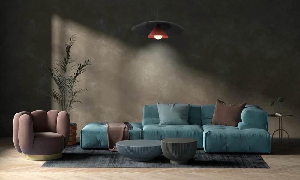 LOFTLIGHT :: Lampa wisząca Olemi Concrete Velvet śr. 60 cm antracytowo-żółta